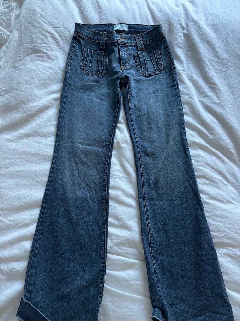 REVICE Dark Blue Bootcut Jeans with Front Patch Pockets